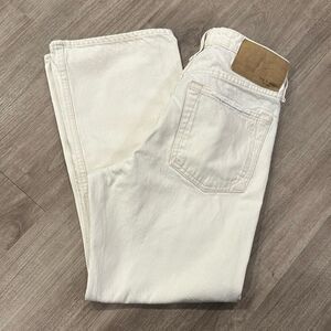 Rag & Bone High Rise Cropped Cream Organic Cotton Straight Leg Ankle Denim Jeans